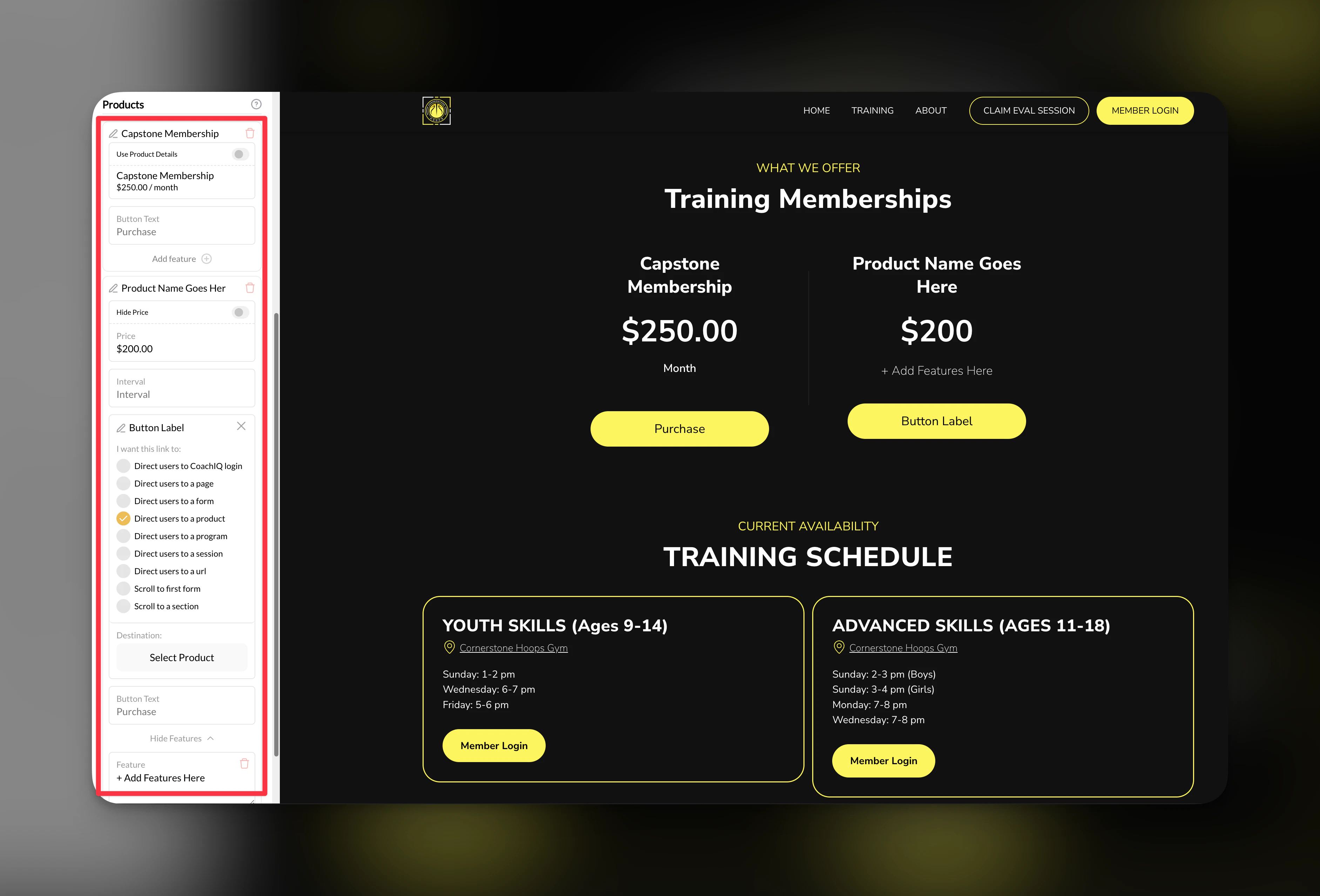 Pricing Section Editor