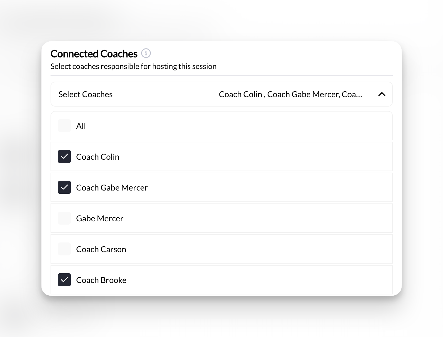 Selecting multiple coaches for a scheduler
