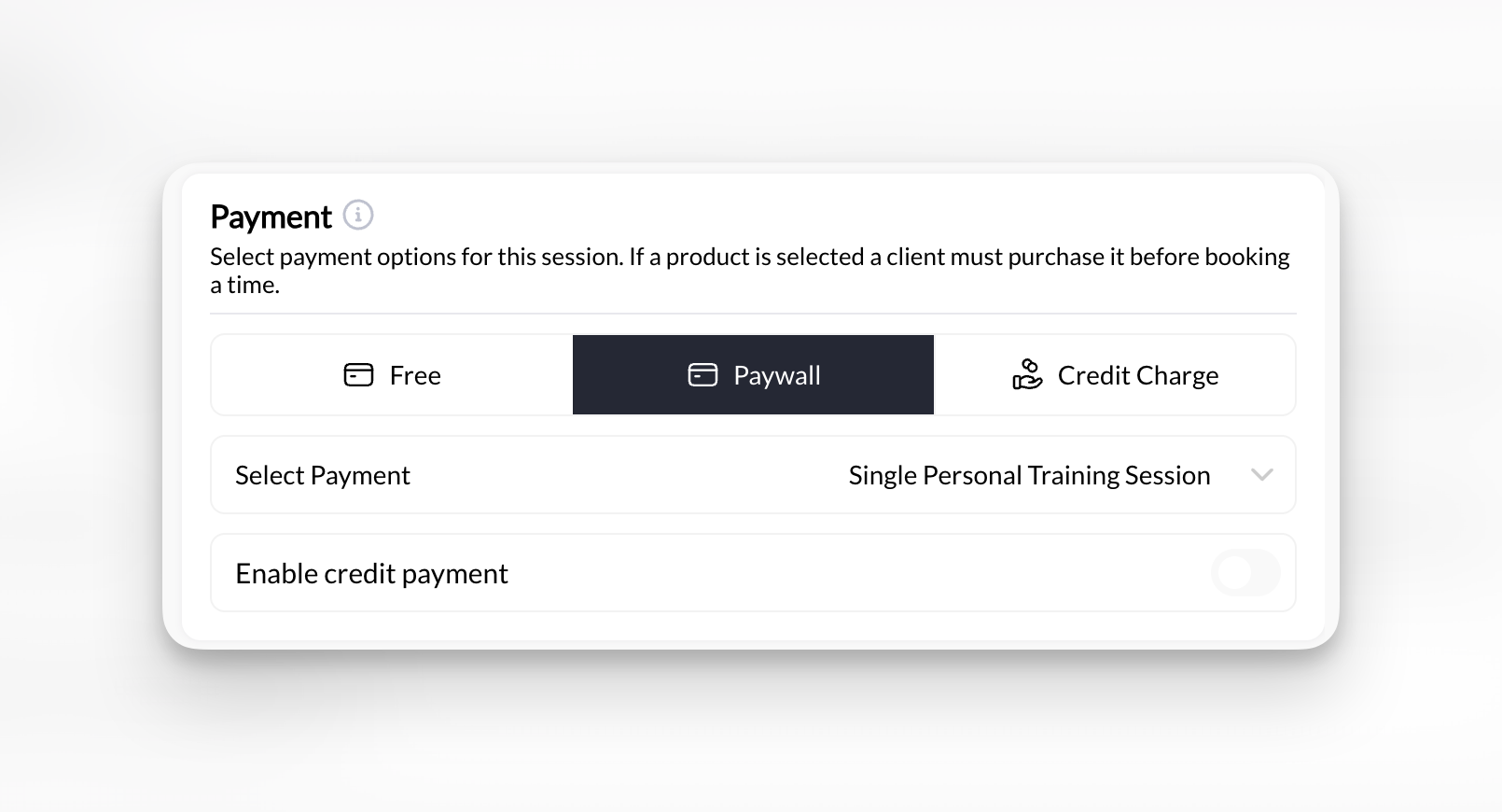 Paywalled scheduler with Price selected