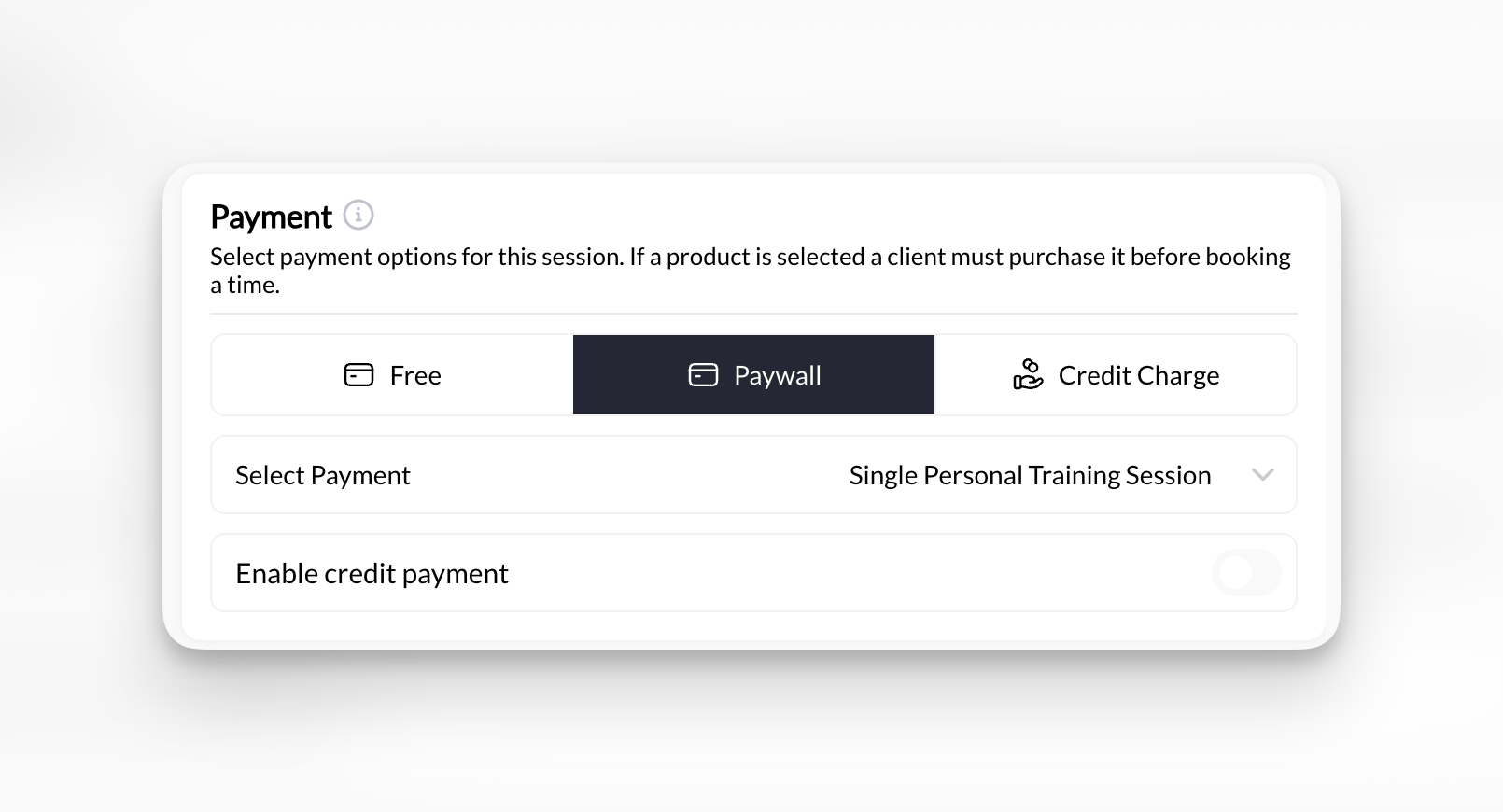 Paywalled scheduler with Price selected