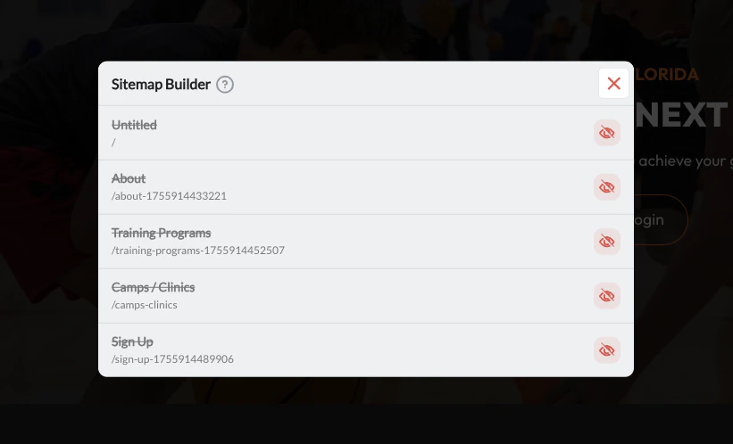 Sitemap Builder with all pages hidden