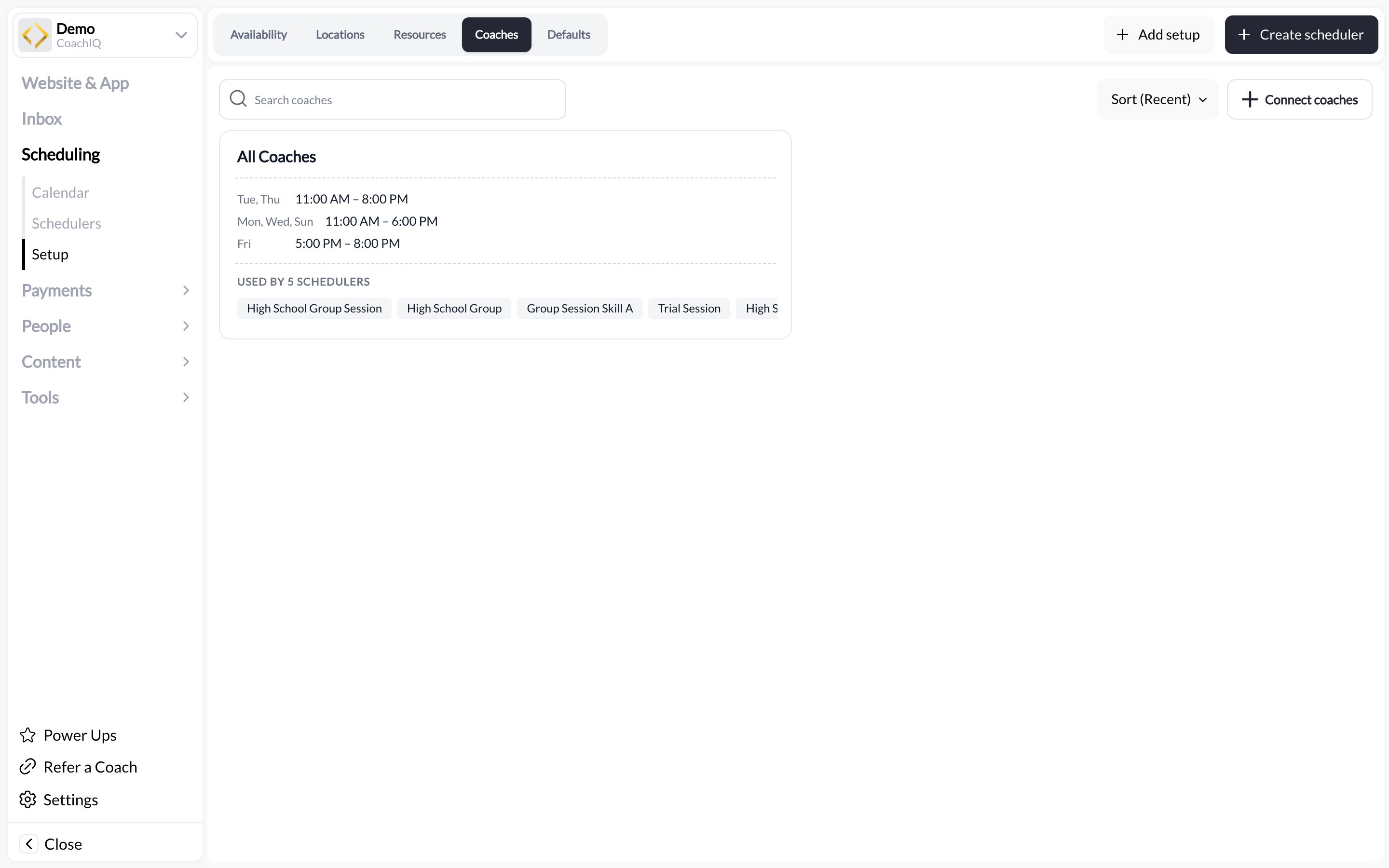 Scheduling › Setup › Coaches