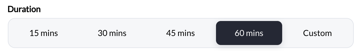 Duration options in scheduler builder