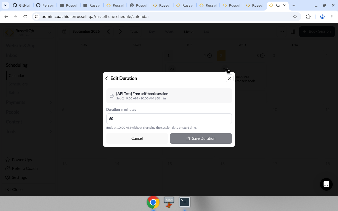 Edit Duration with Duration in minutes, Cancel, and Save Duration