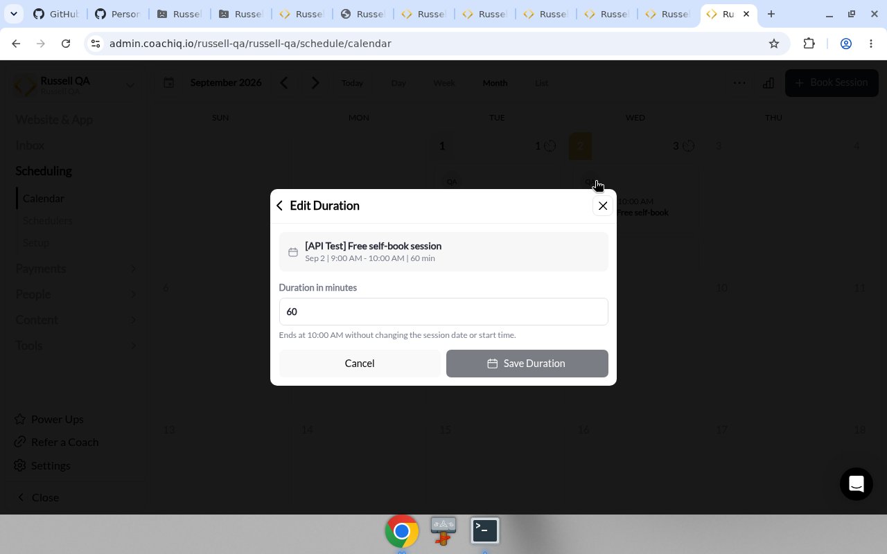 Edit Duration with Duration in minutes, Cancel, and Save Duration