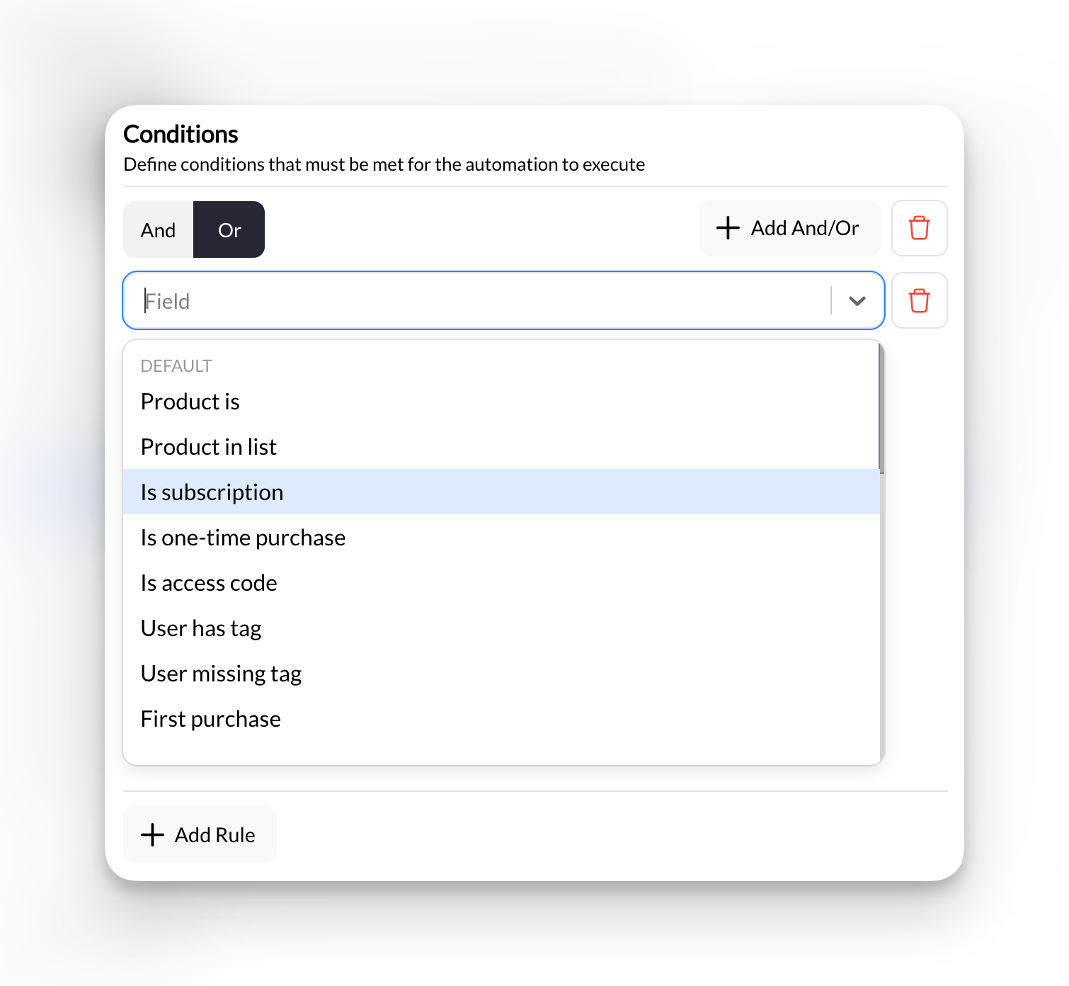 Adding the subscription condition