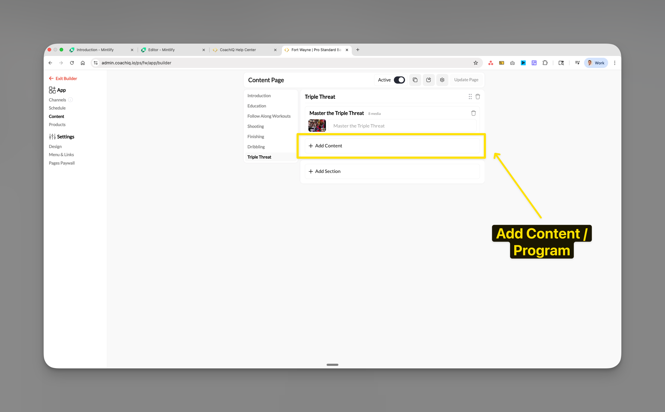 Coachiq App Builder Add Content Program Pn