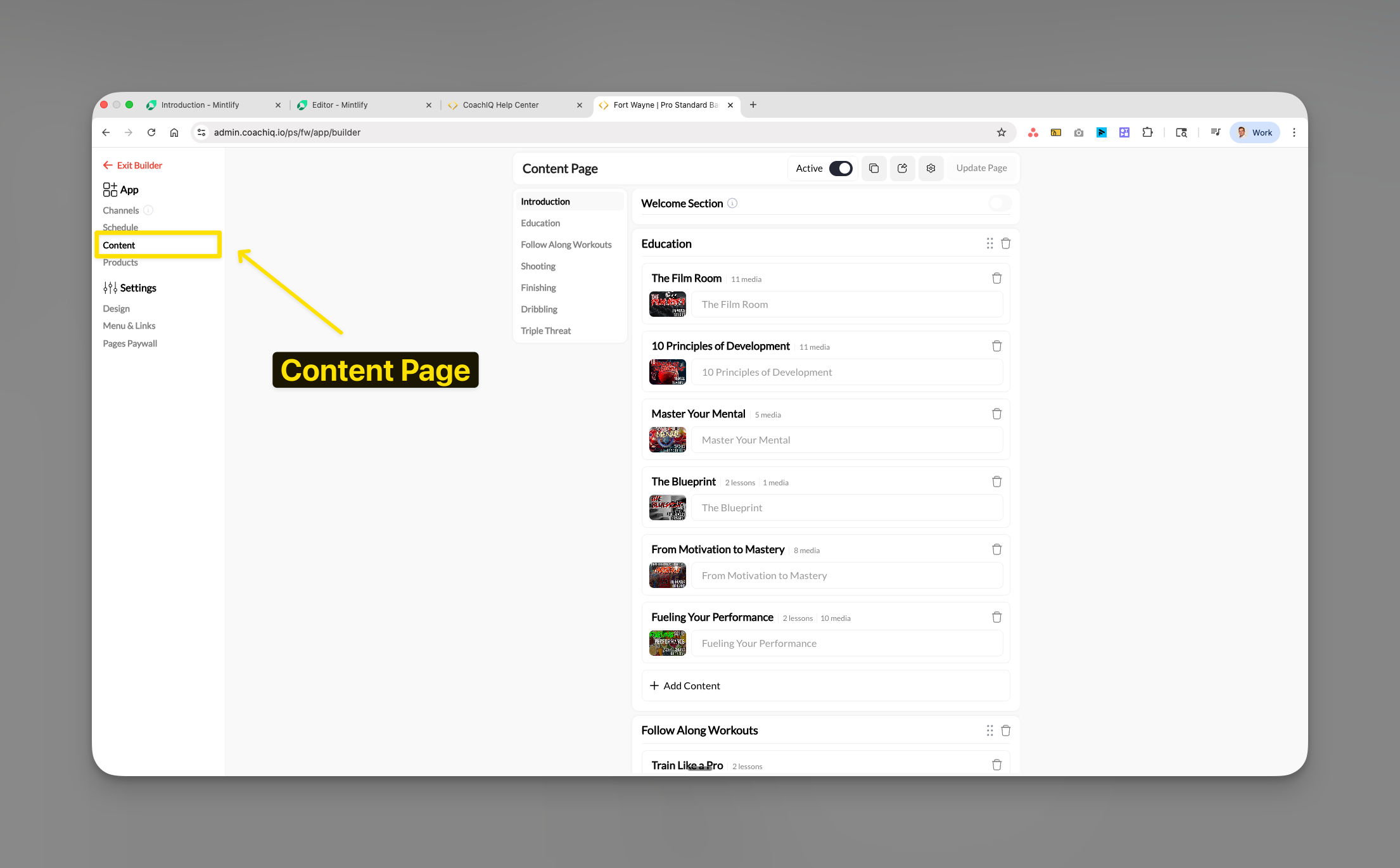 Coachiq App Builder Content Page Sections Pn