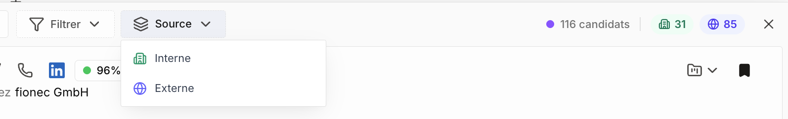 Filtres du People Search Engine