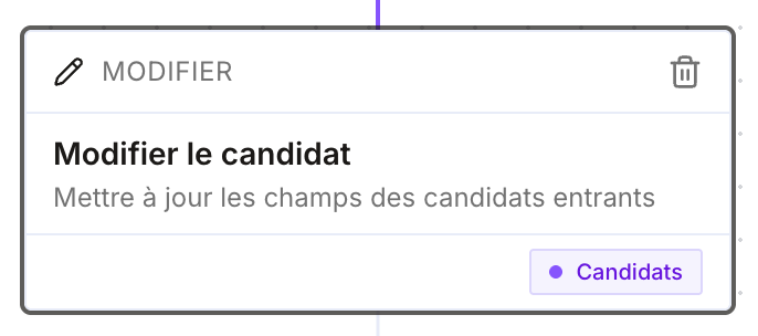 Bloc Modifier : modifier le candidat