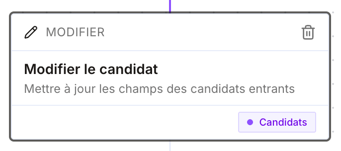 Bloc Modifier : modifier le candidat
