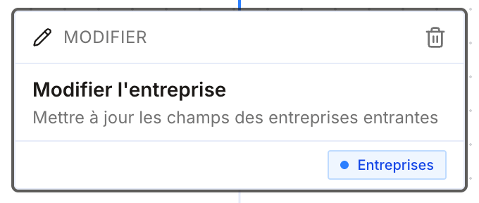 Bloc Modifier : modifier l'entreprise