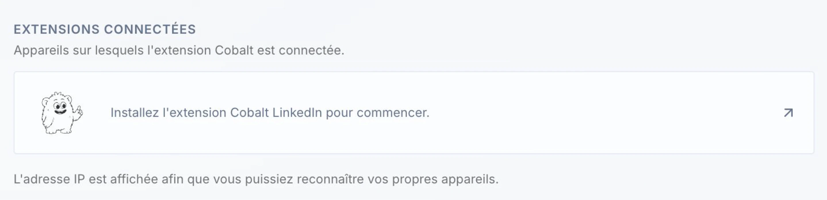 Extensions connectées dans Cobalt