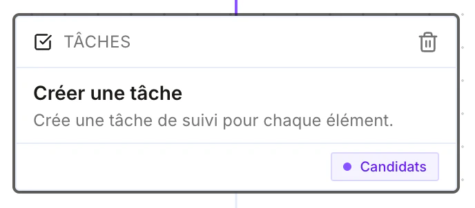 Bloc de workflow : créer une tâche