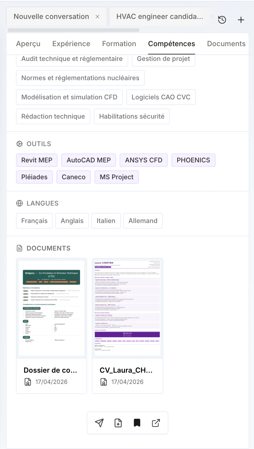 Documents d'un candidat déjà présent dans le CRM