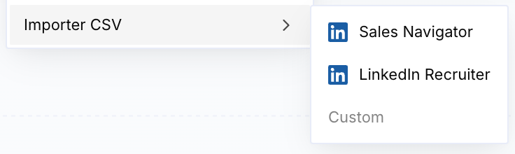 Import d'une liste CSV depuis LinkedIn Recruiter ou Sales Navigator dans un projet