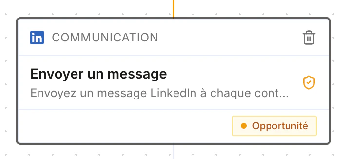 Communication block: send a LinkedIn message
