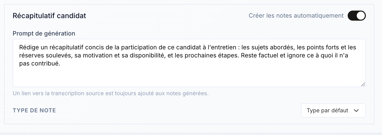 Modèles d'interaction : récapitulatif contact et candidat