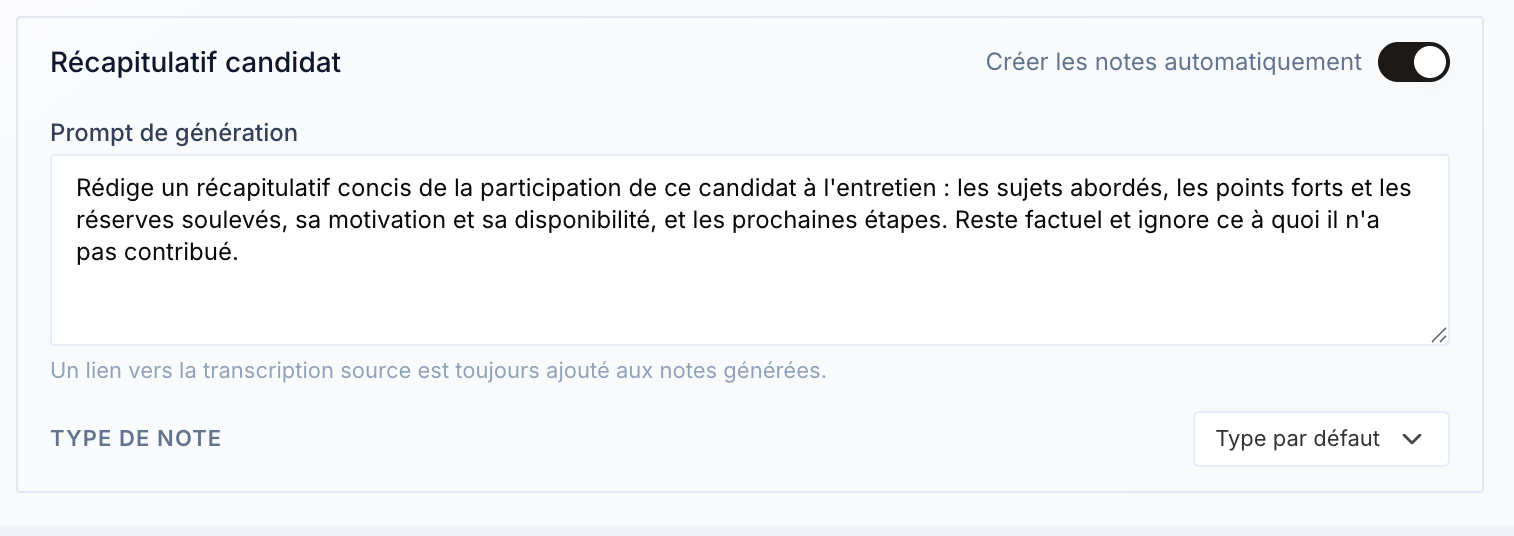 Modèles d'interaction : récapitulatif contact et candidat