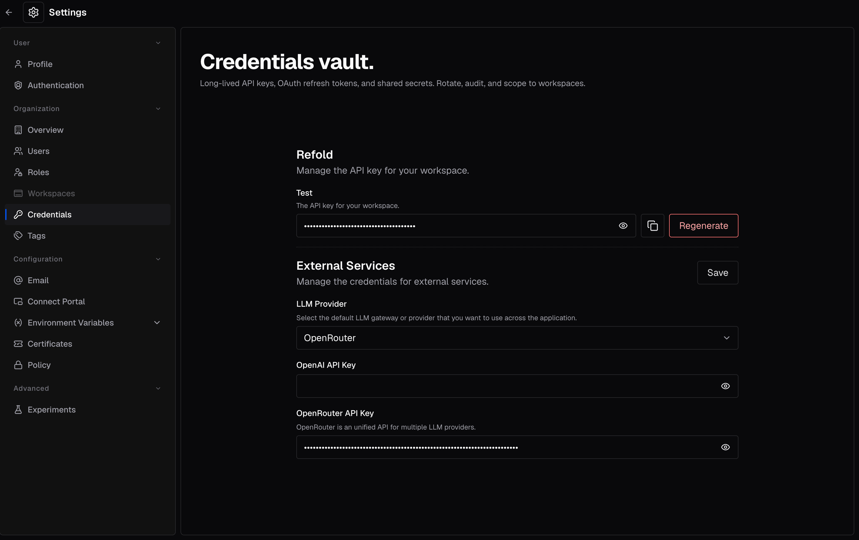 Getting your API Key from Refold dashboard