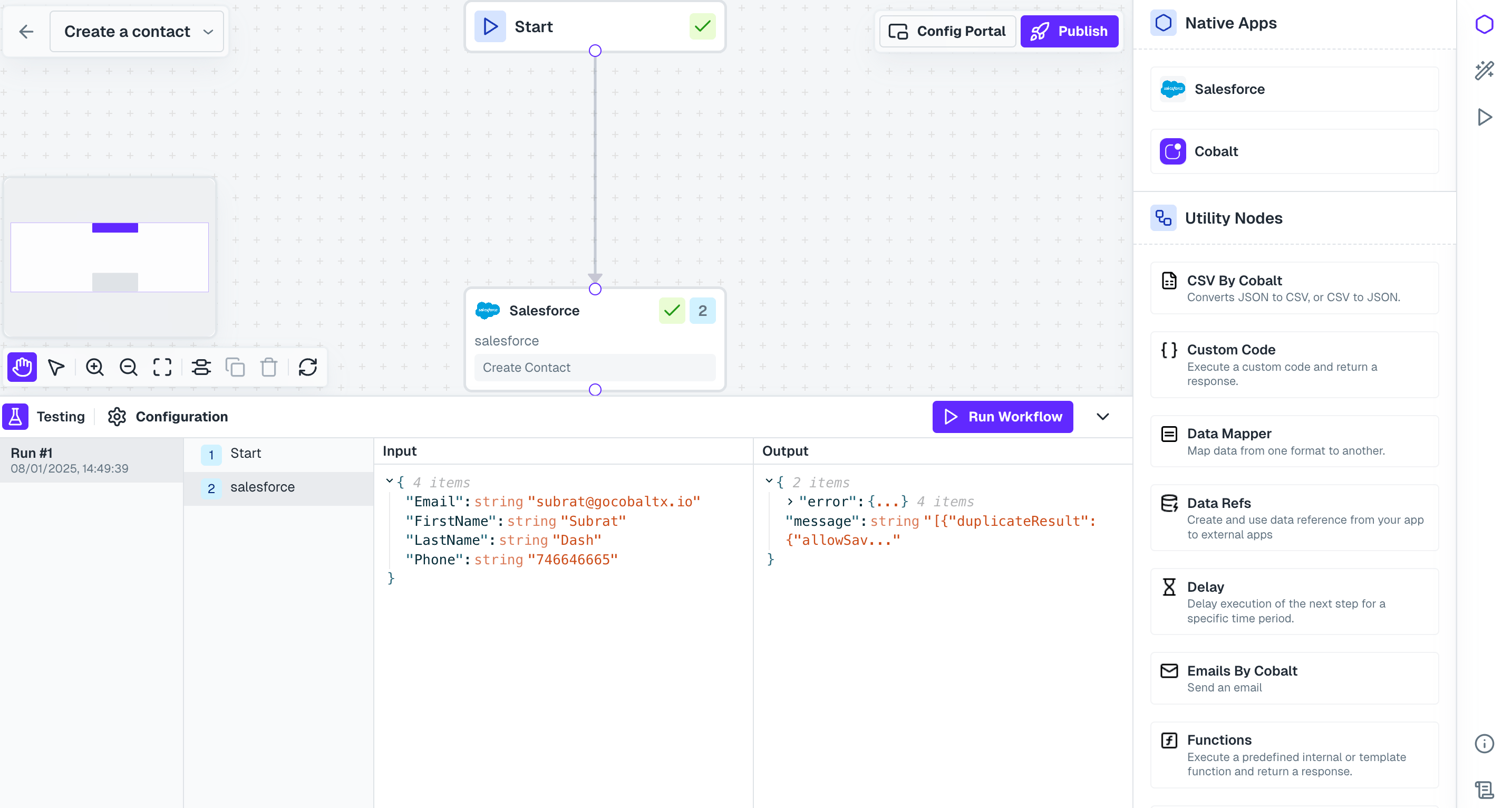 Checking Output of Workflow Test run