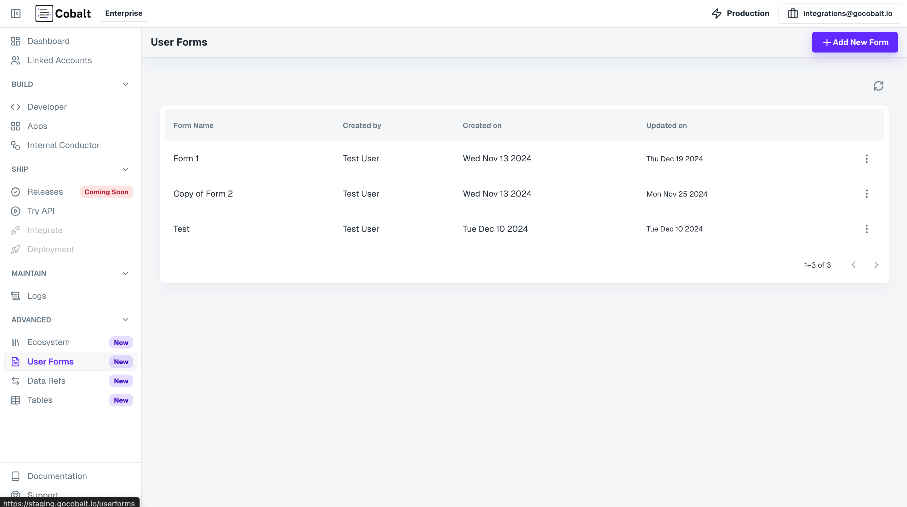 Create User forms in Refold