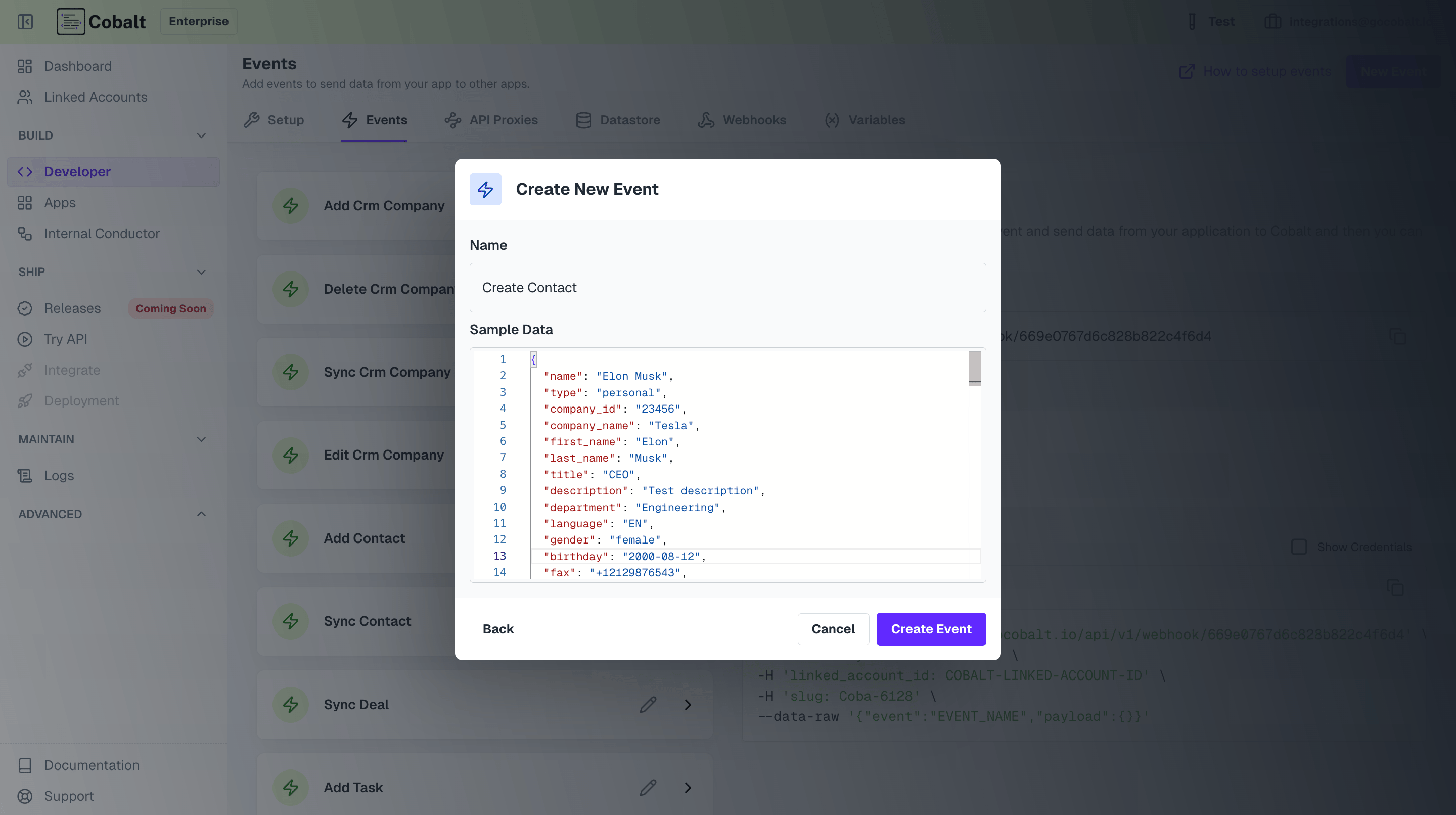 Event for workflow