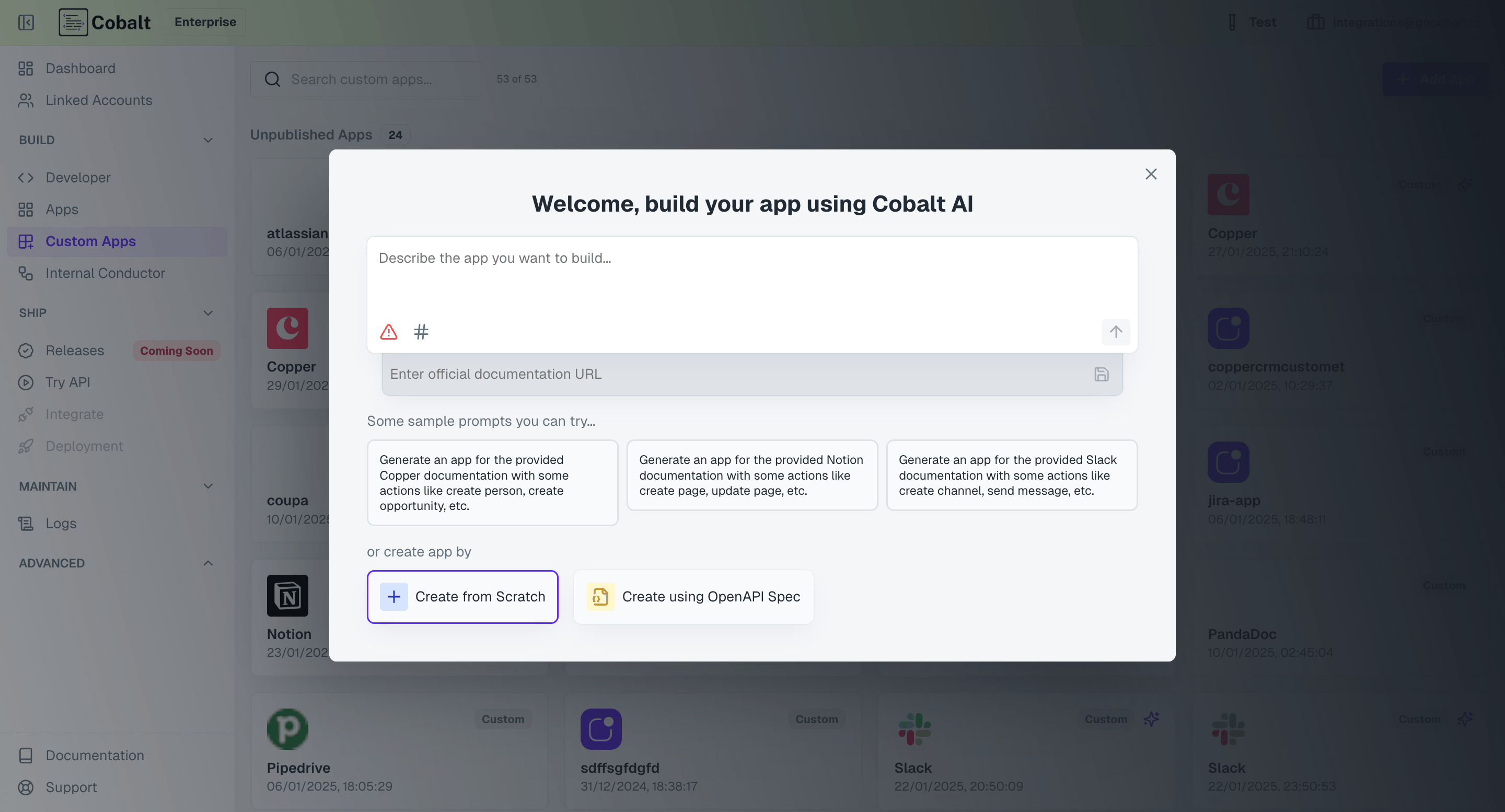 Custom App in the Apps list in Refold