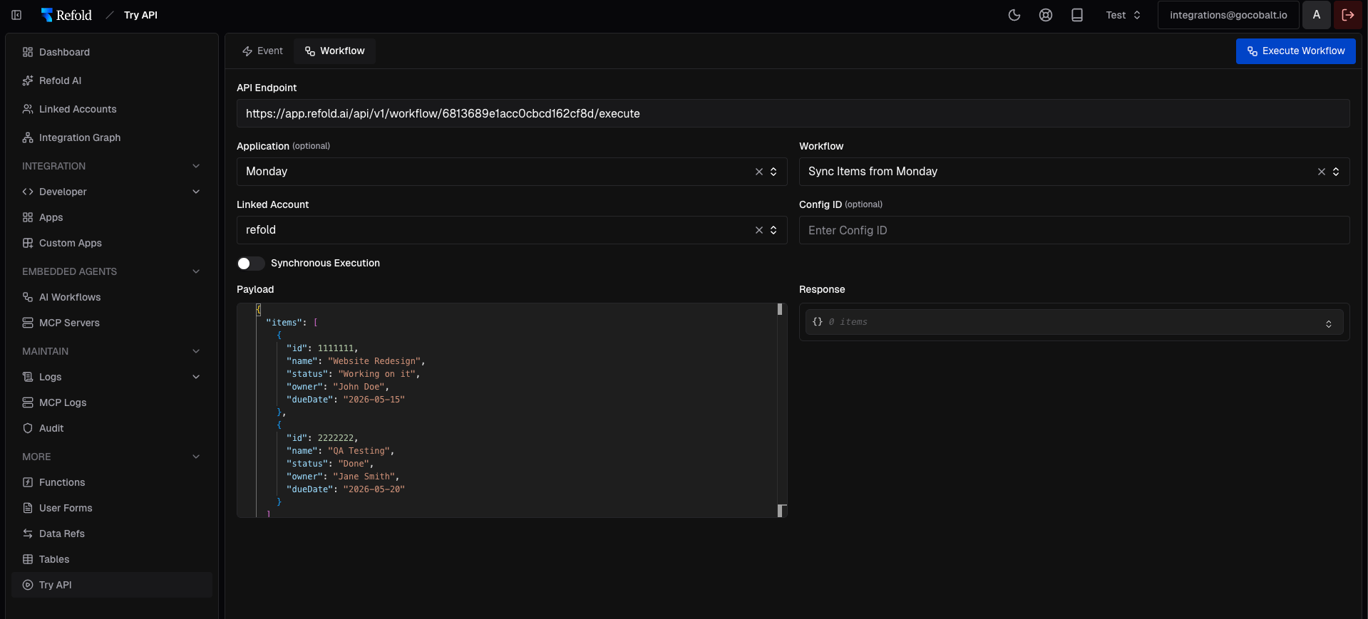 Try API Section in Refold