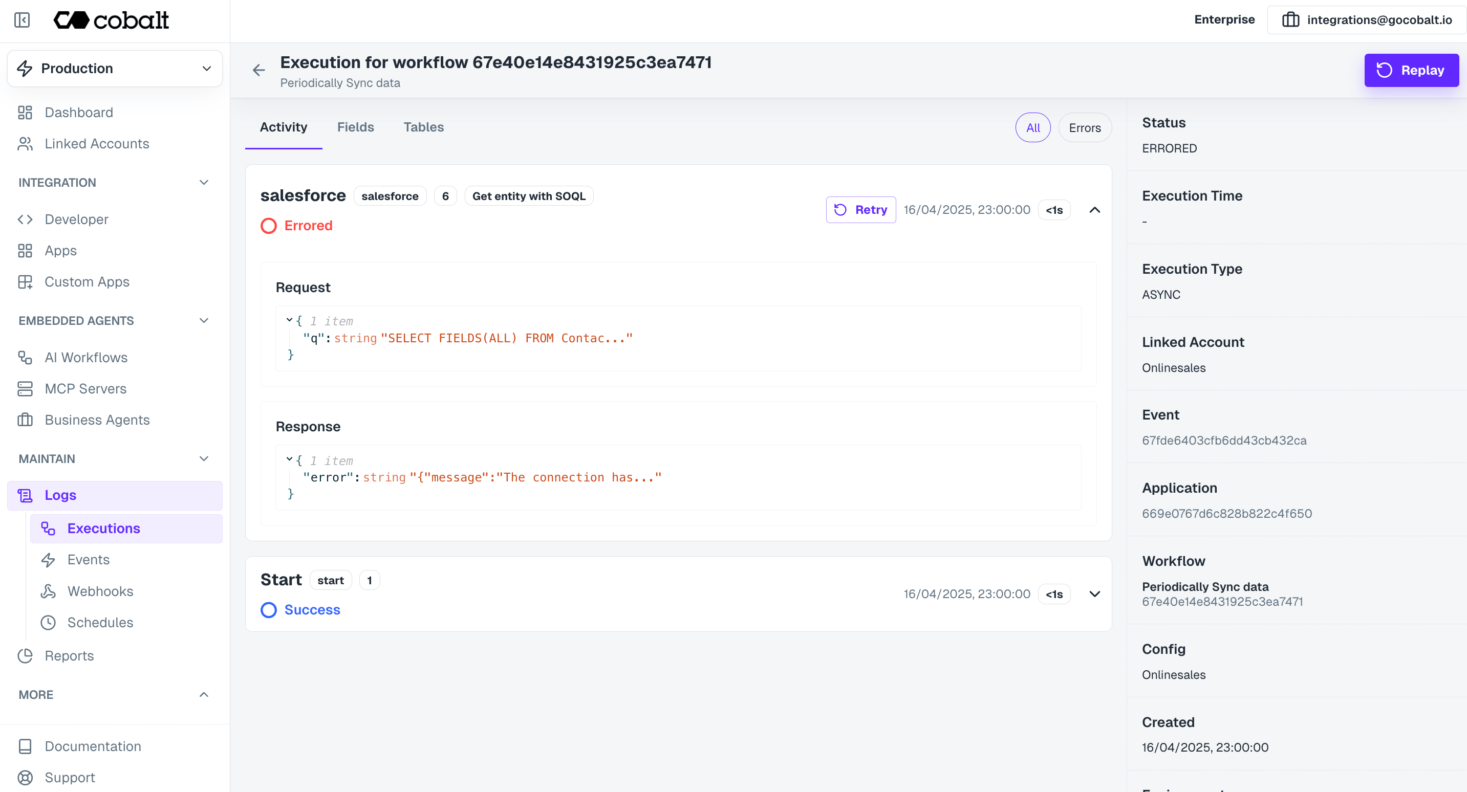 Retry an errored Workflow in Cobalt