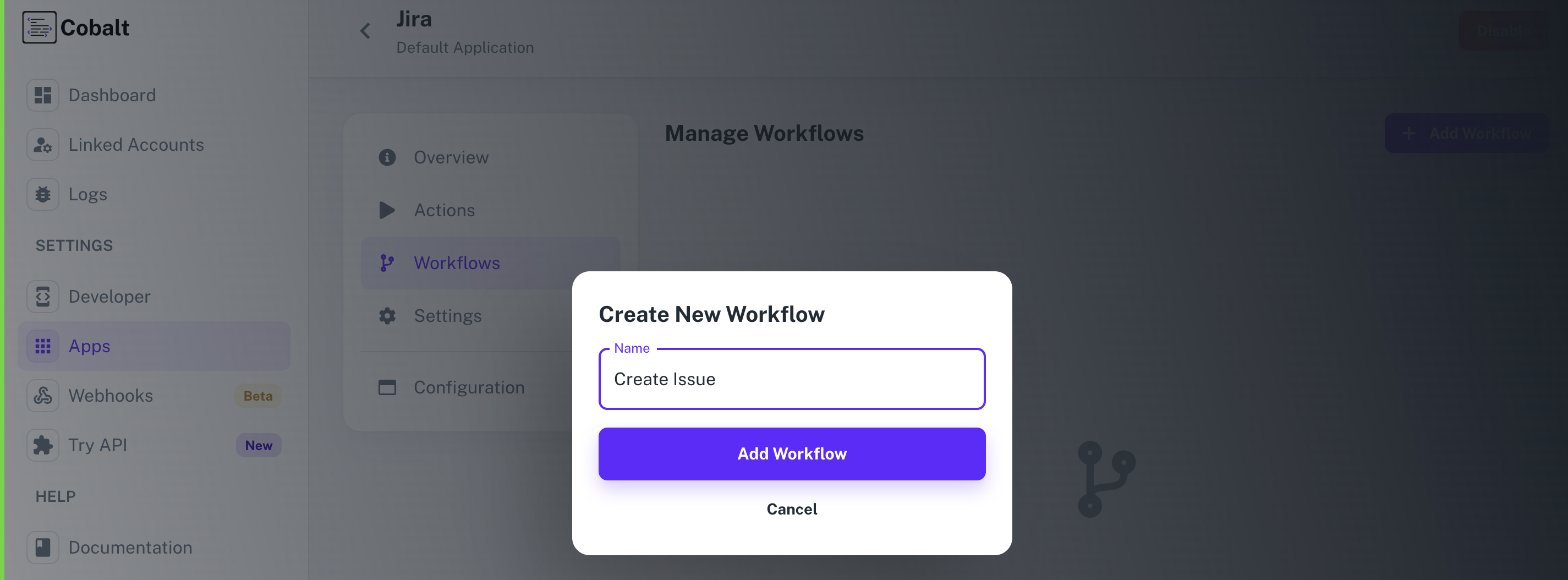 Navigation for Workflow setup