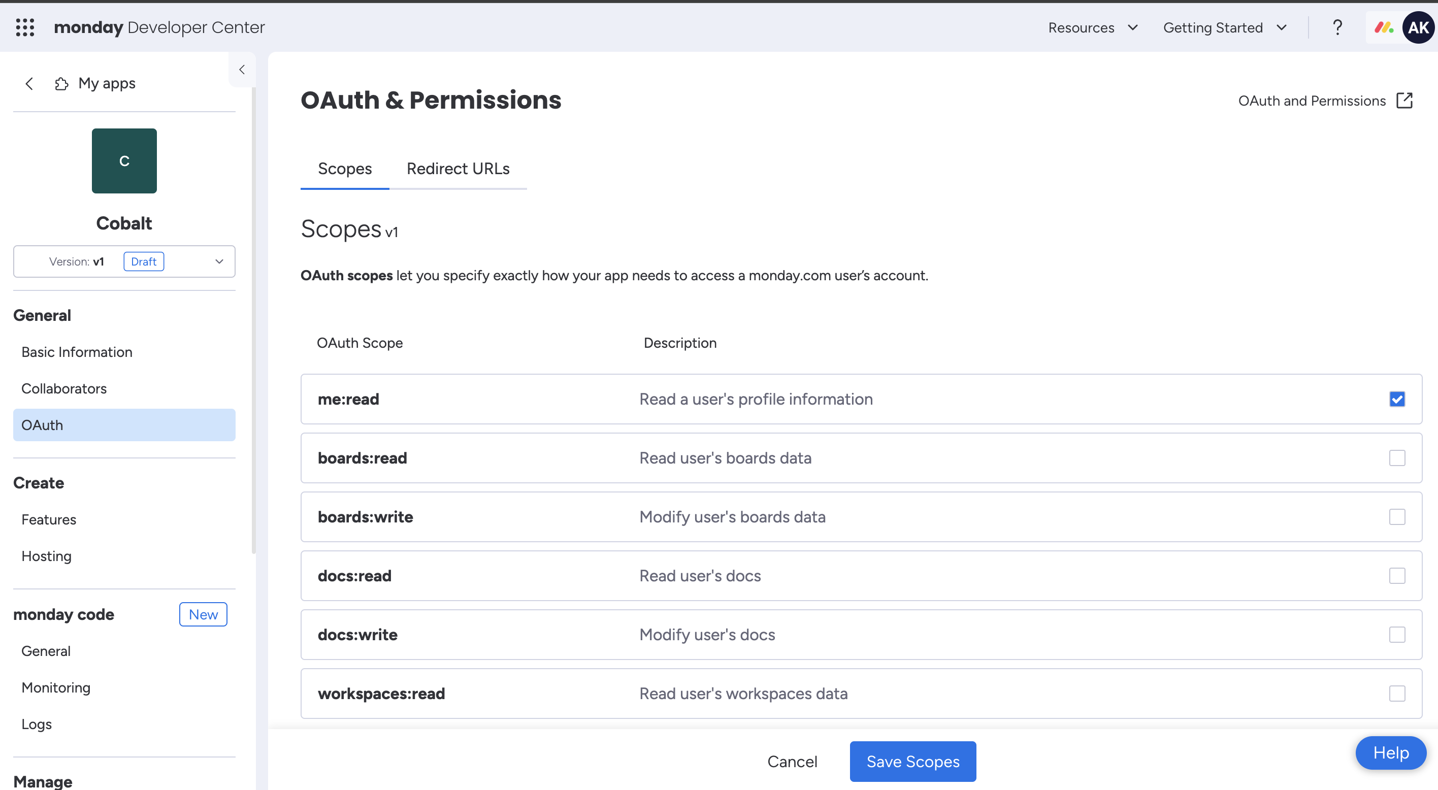 Setting up Monday Developer app