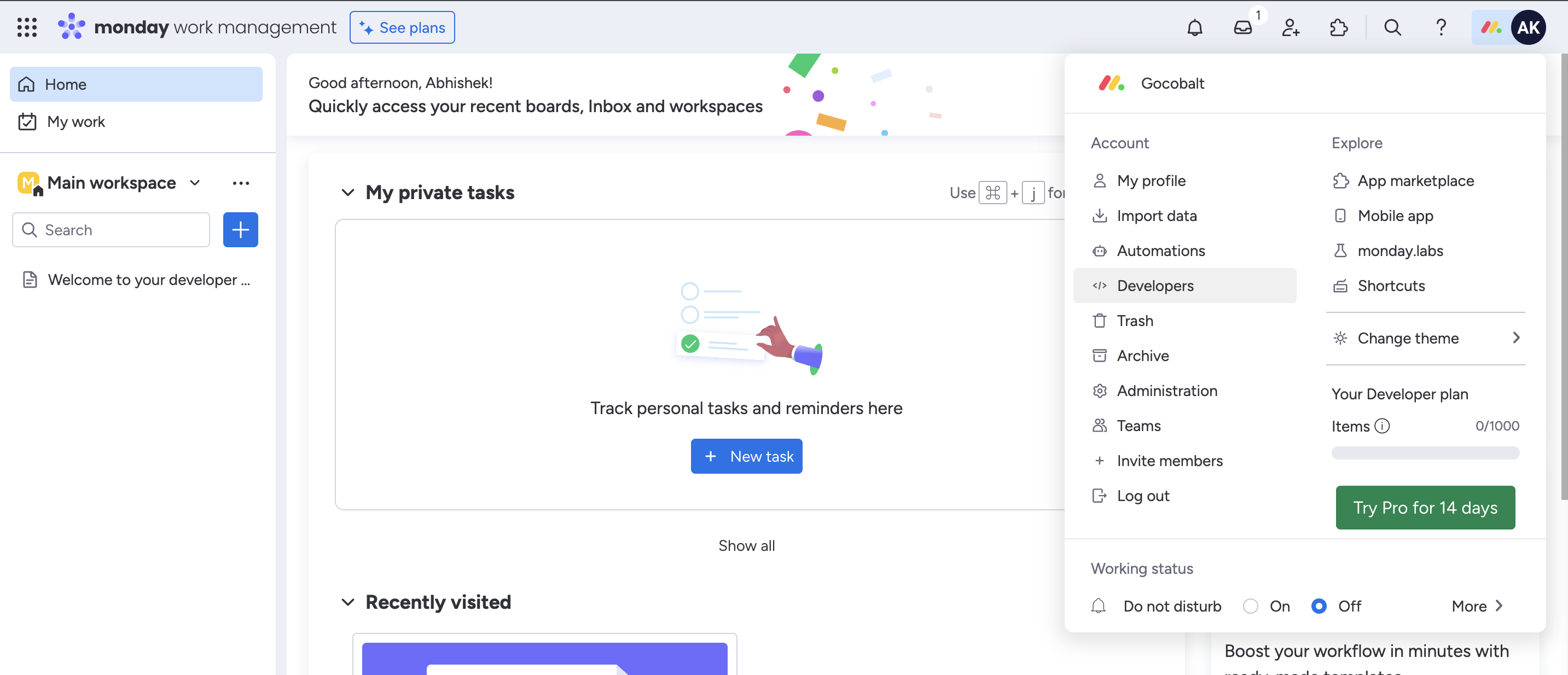Navigation for App setup