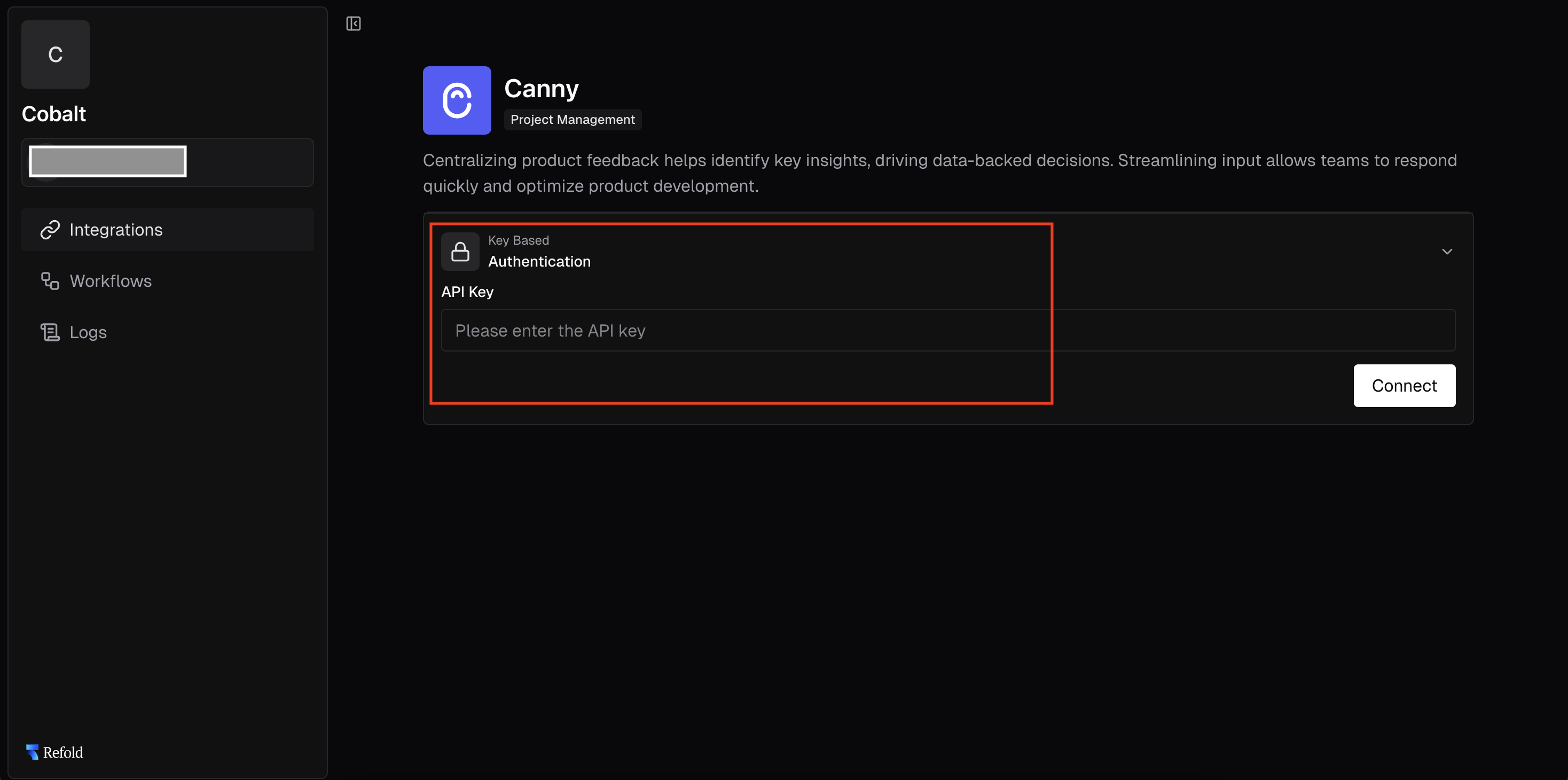 Setting up application API Key credentials