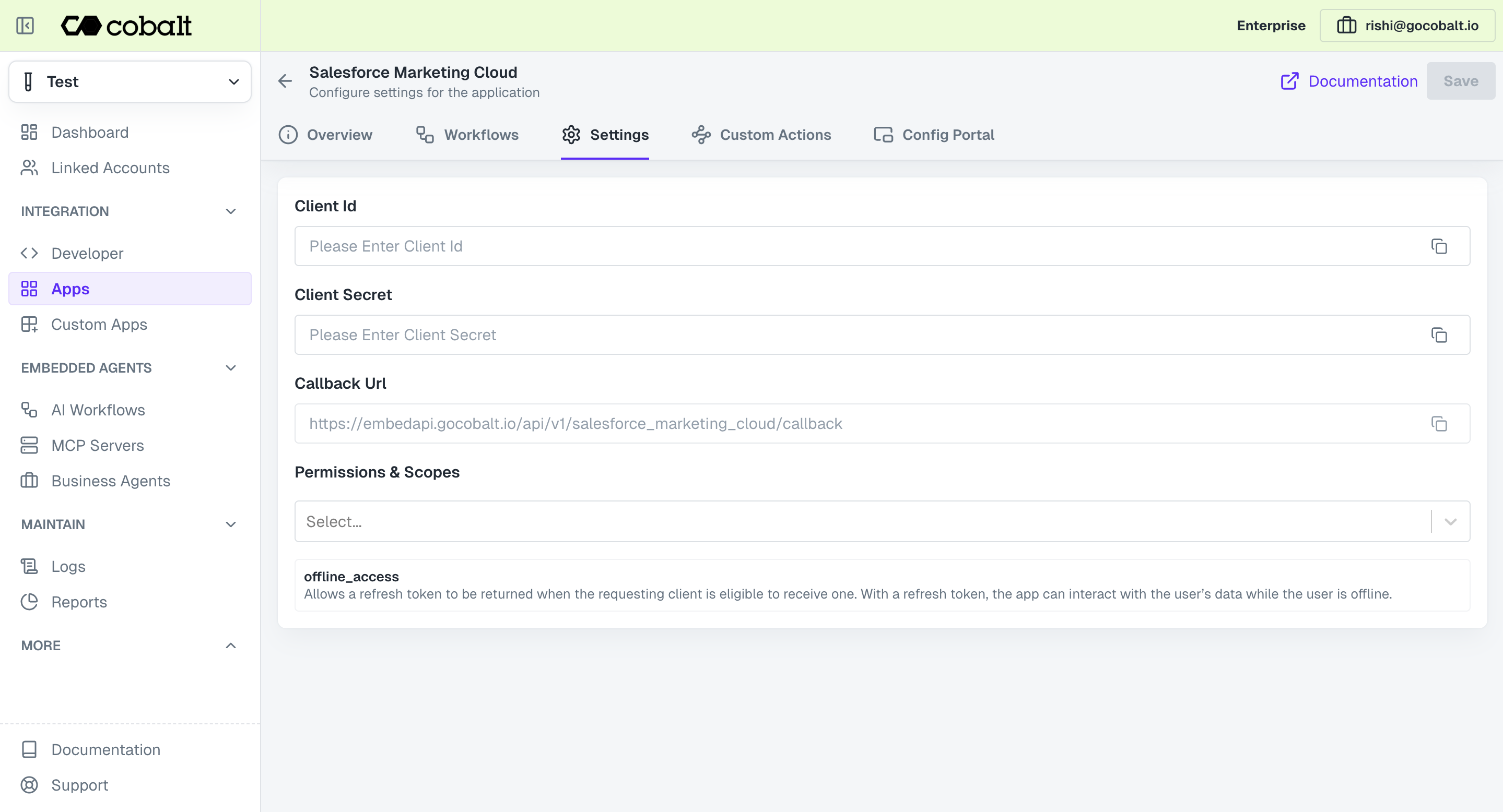 Setting up application client credentials