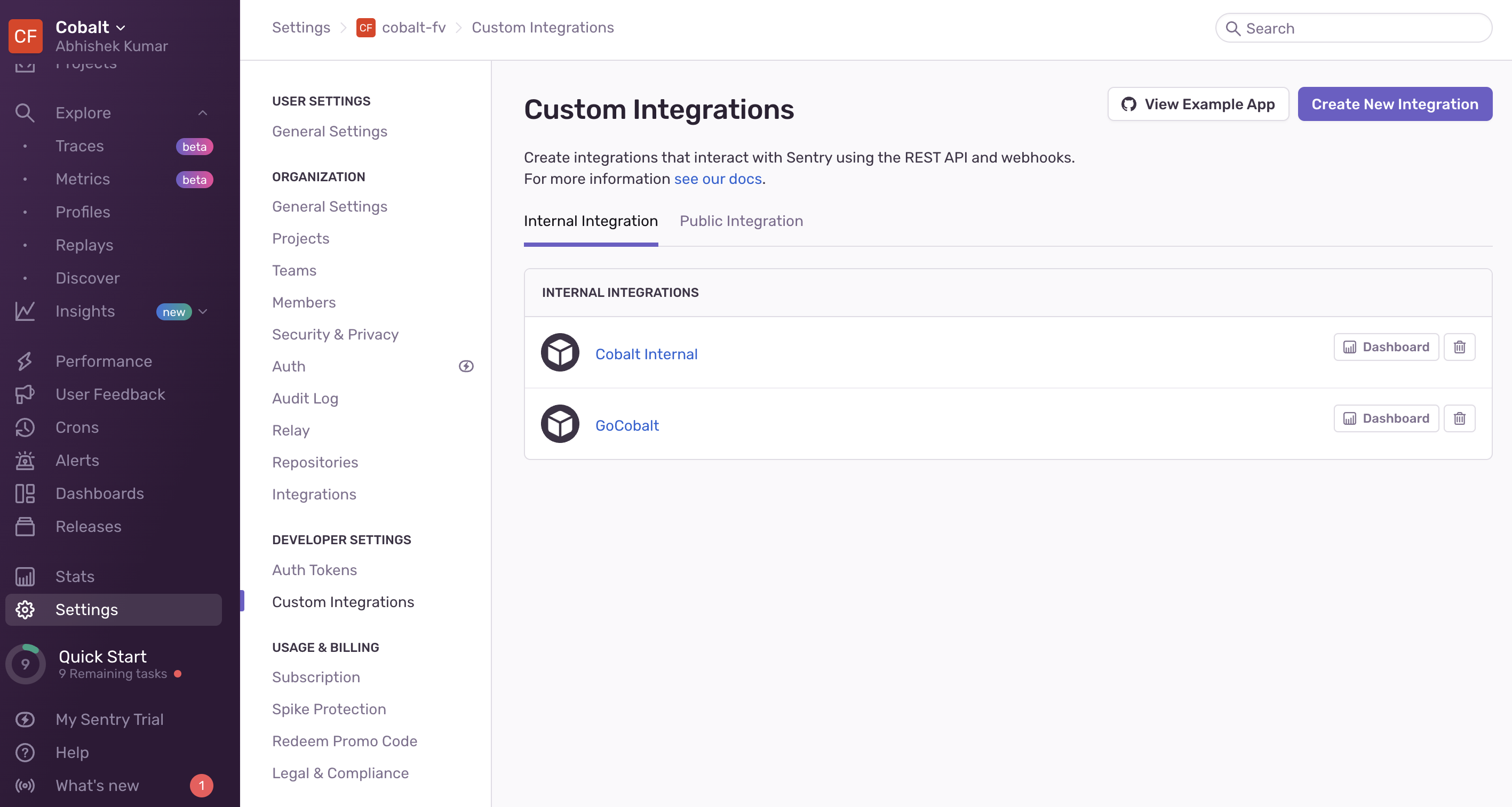 Navigation in Sentry