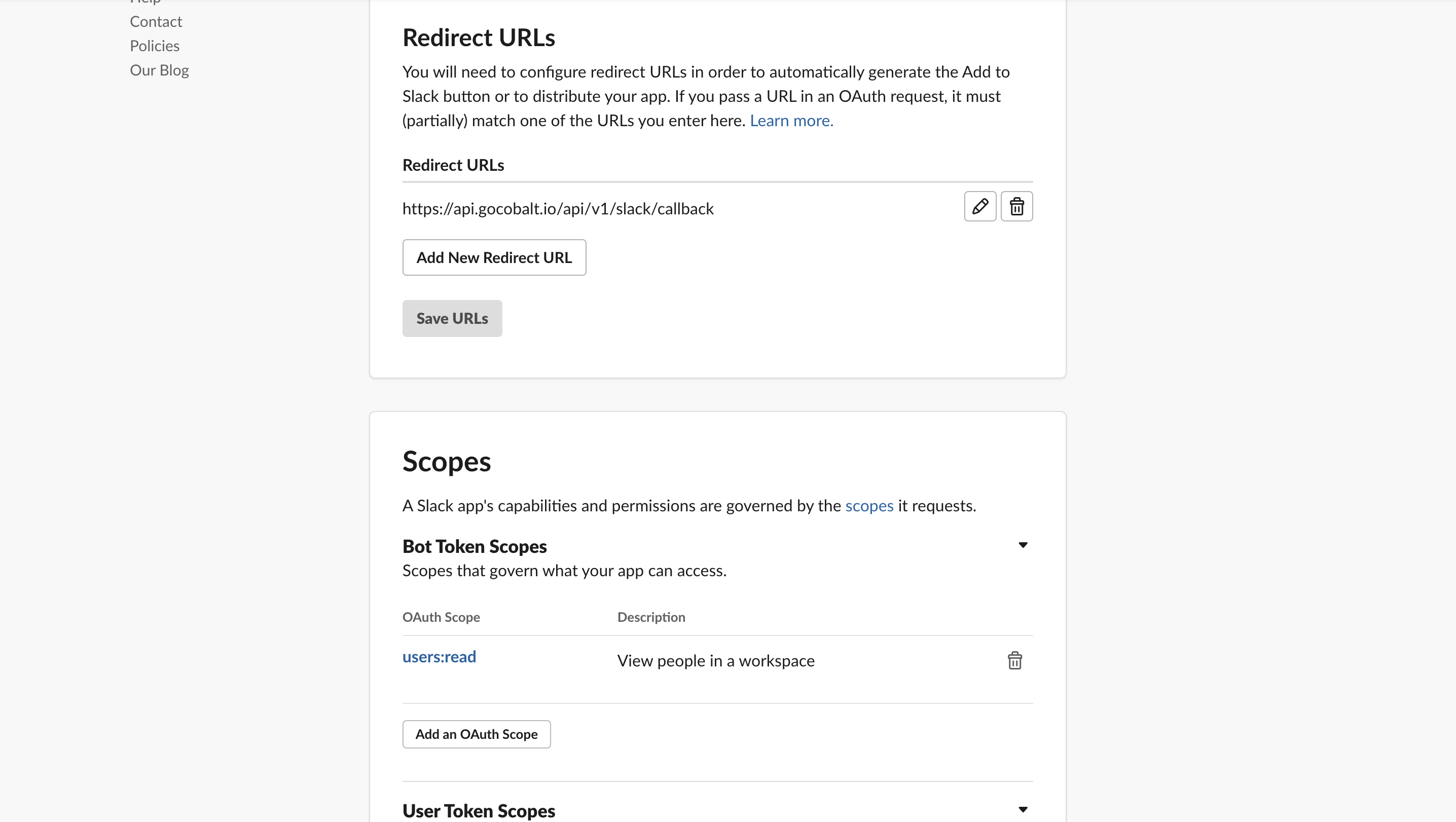 Setting up Slack Developer app