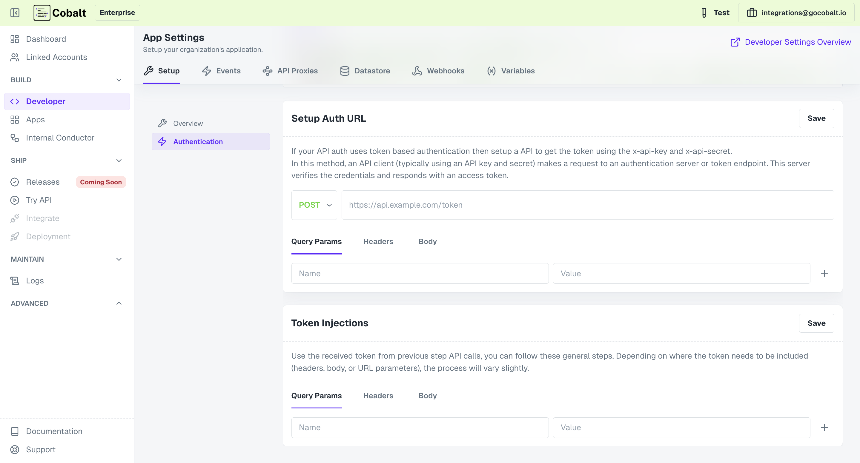 Setting up auth header for a default action