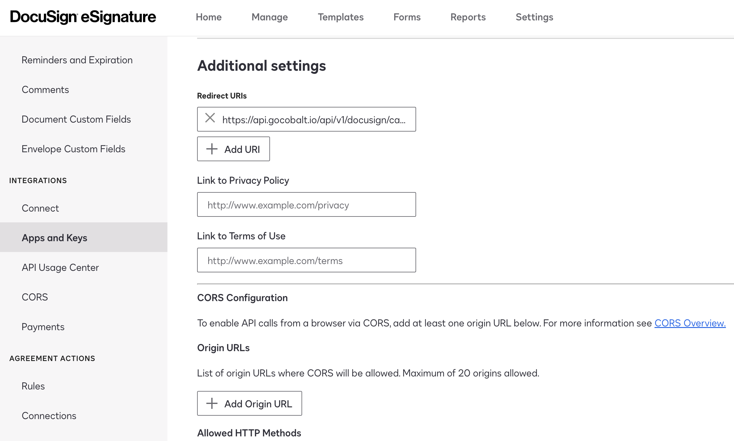 Setting up DocuSign Developer app