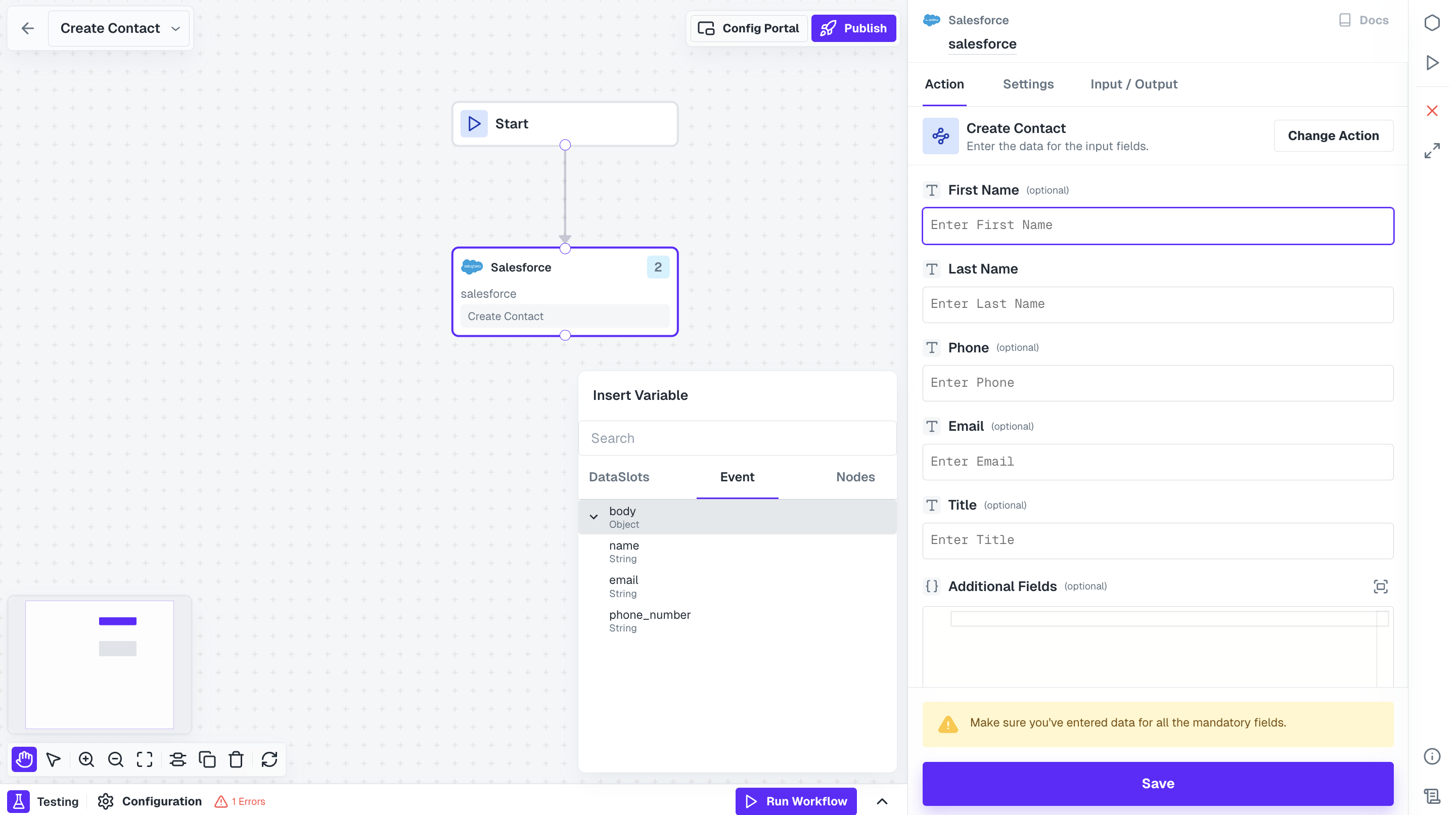 Create Contact action