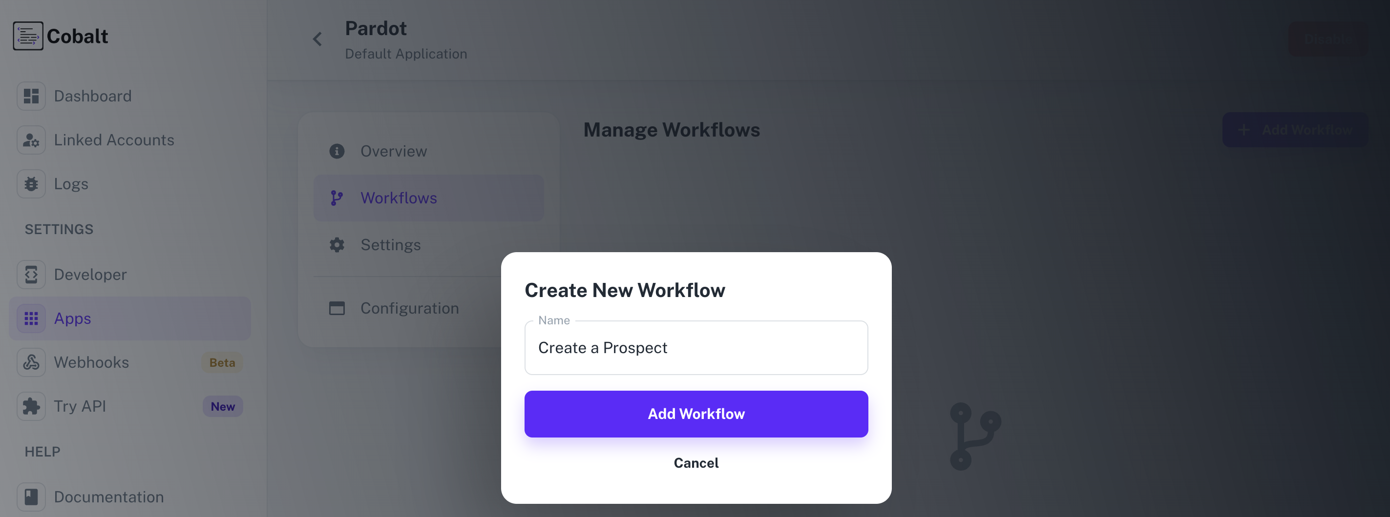 Navigation for Workflow setup