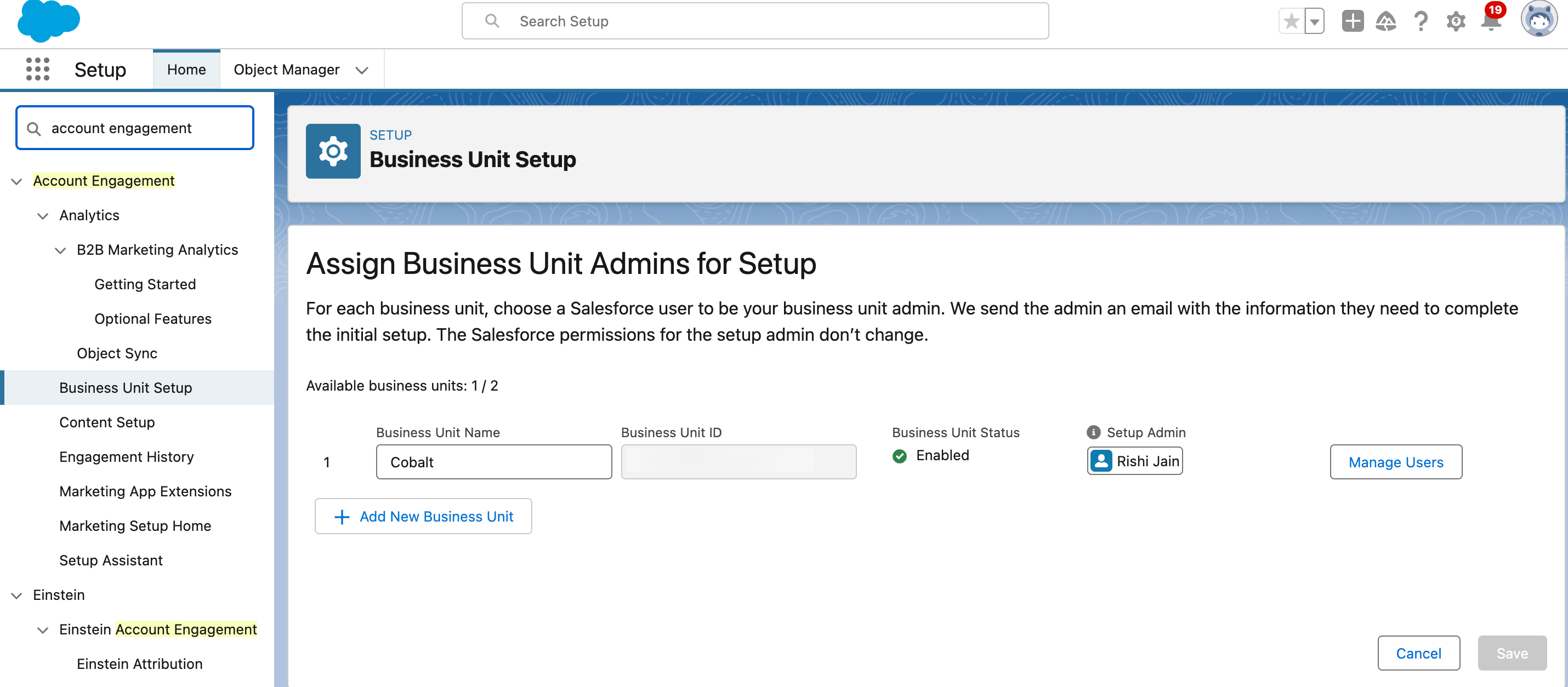 Pardot Business Unit Setup