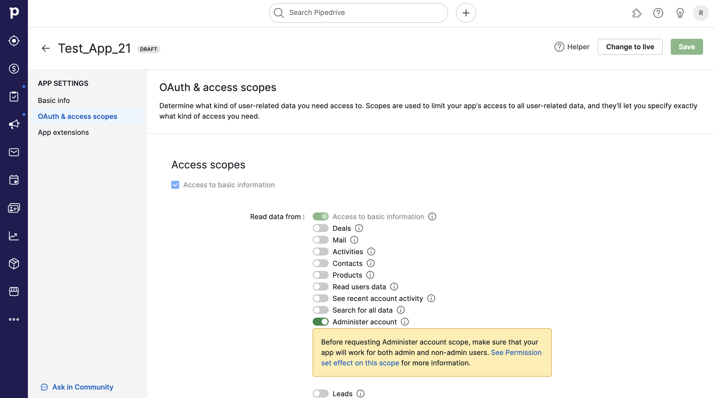 Setting up Developer app