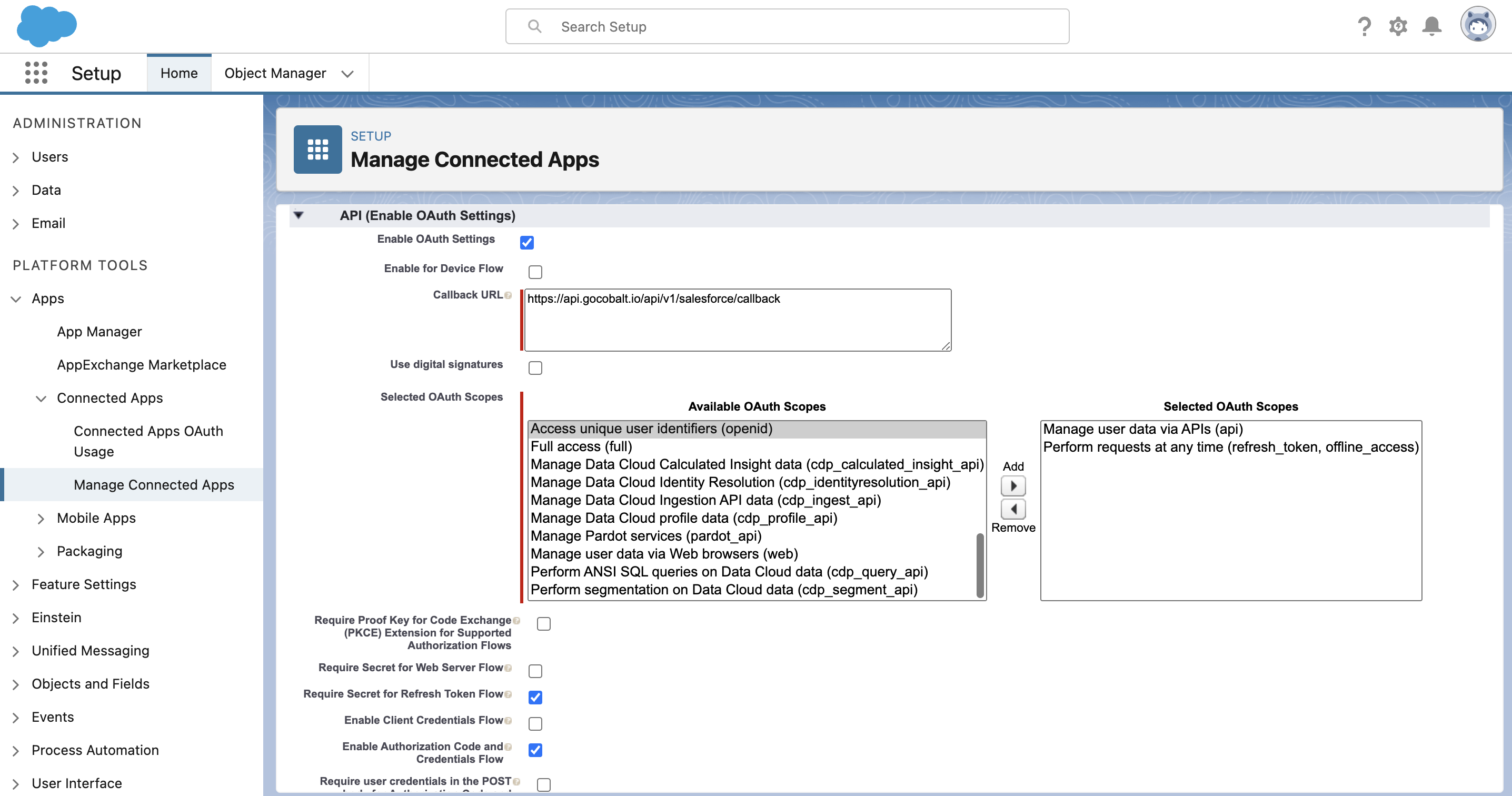 Setting up Salesforce Developer app