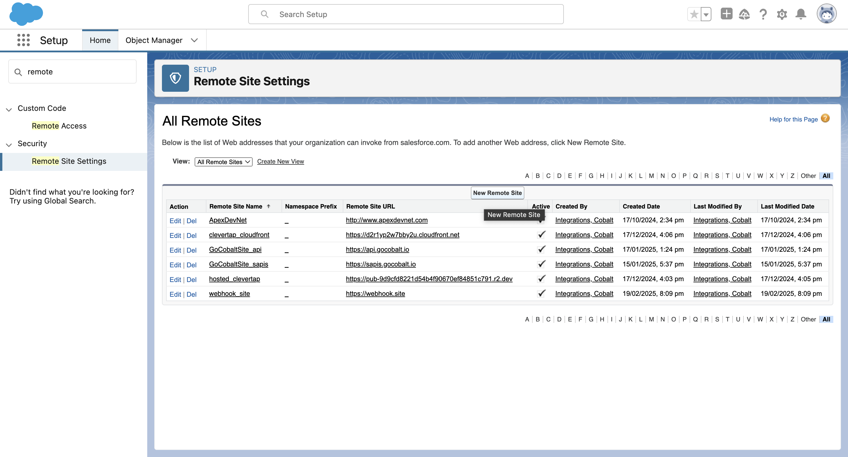 Remote Site Settings in Salesforce