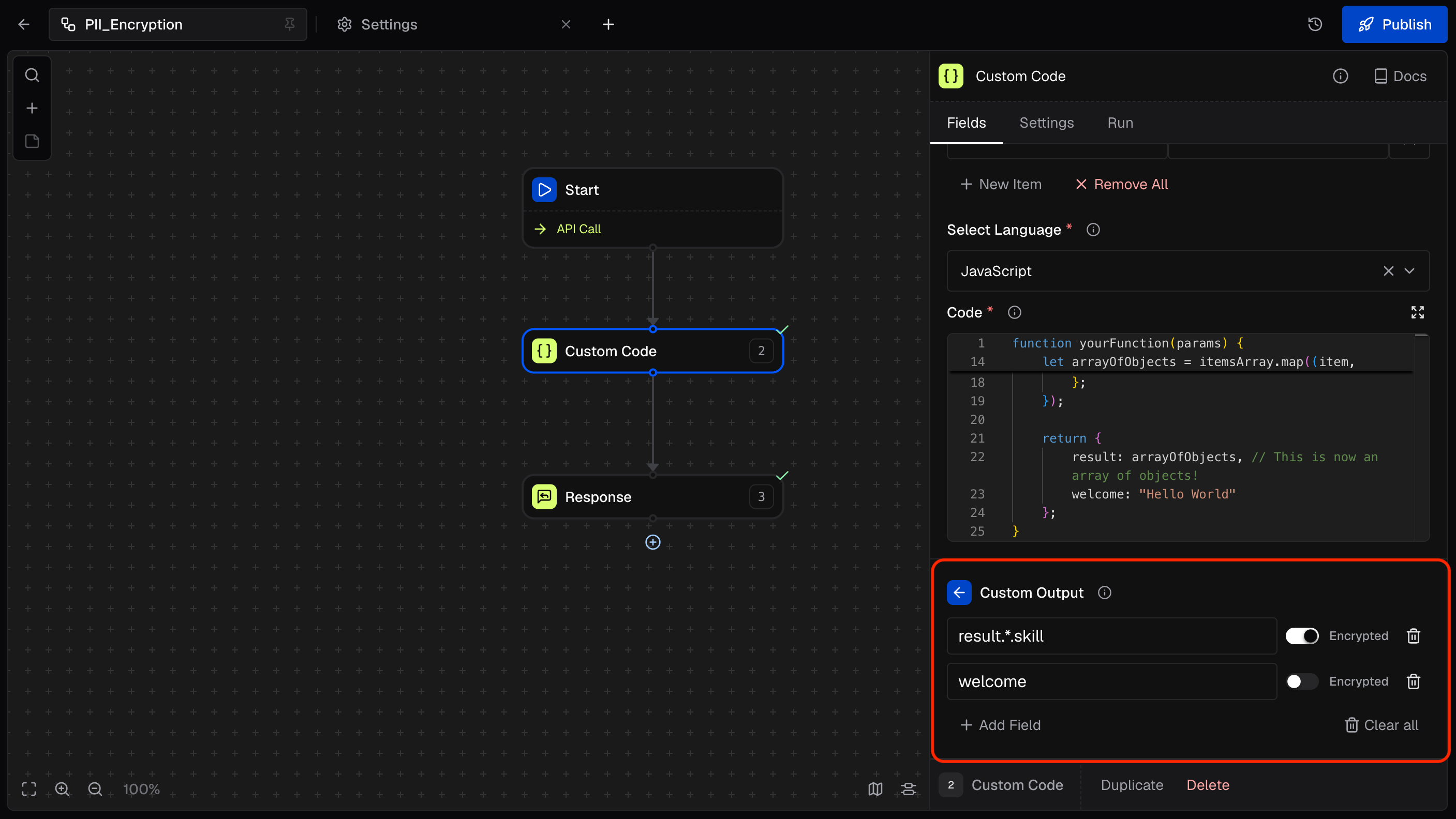 Dynamic Output Field Code Encrypted Output Fields - Refold