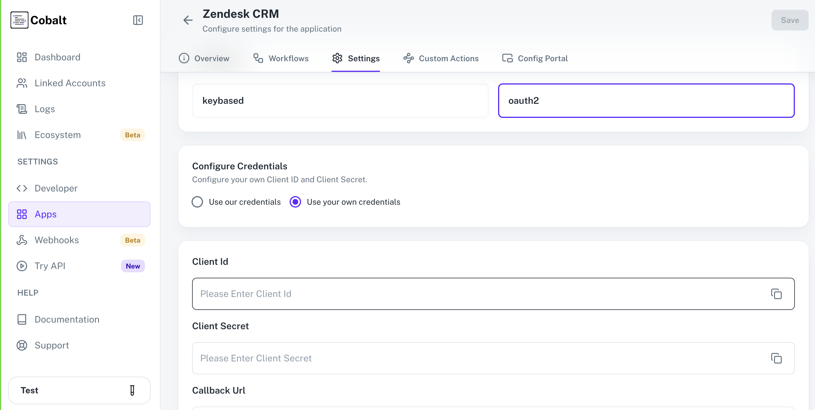 Setting up application client credentials