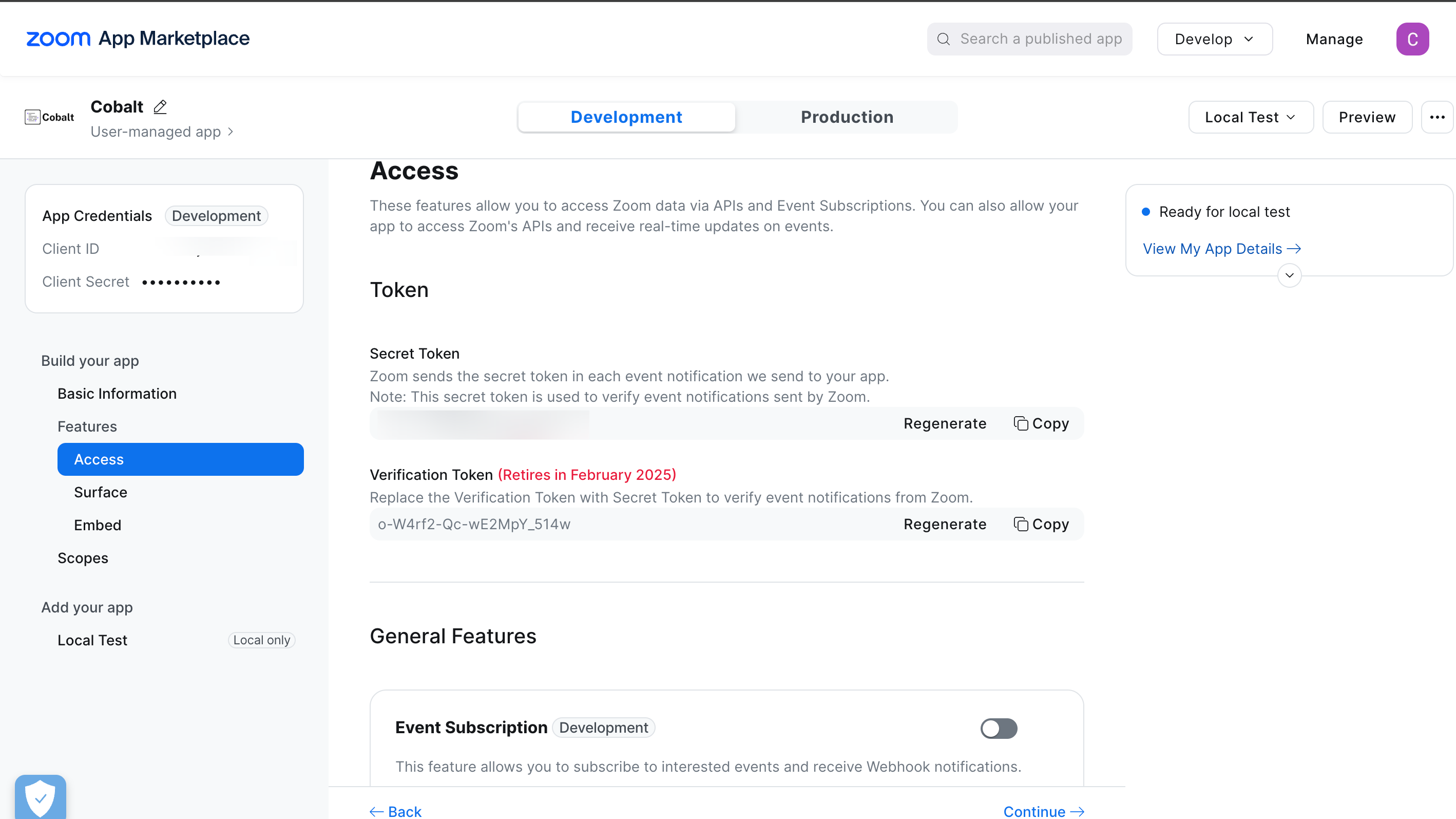 Getting Secret Token