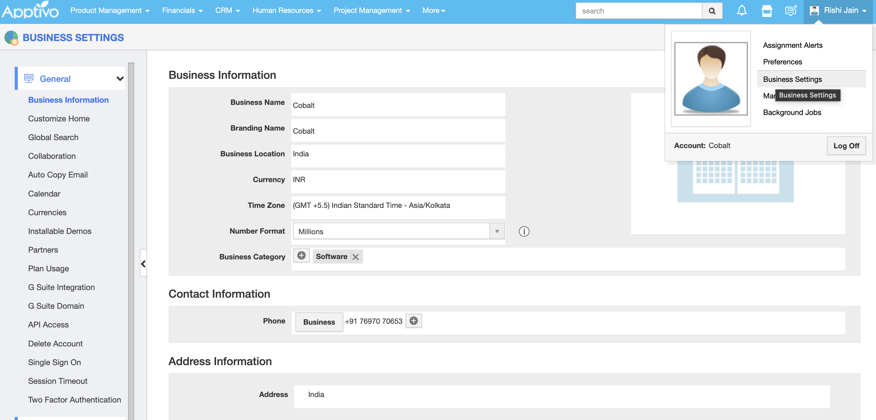 Navigation in Apptivo CRM