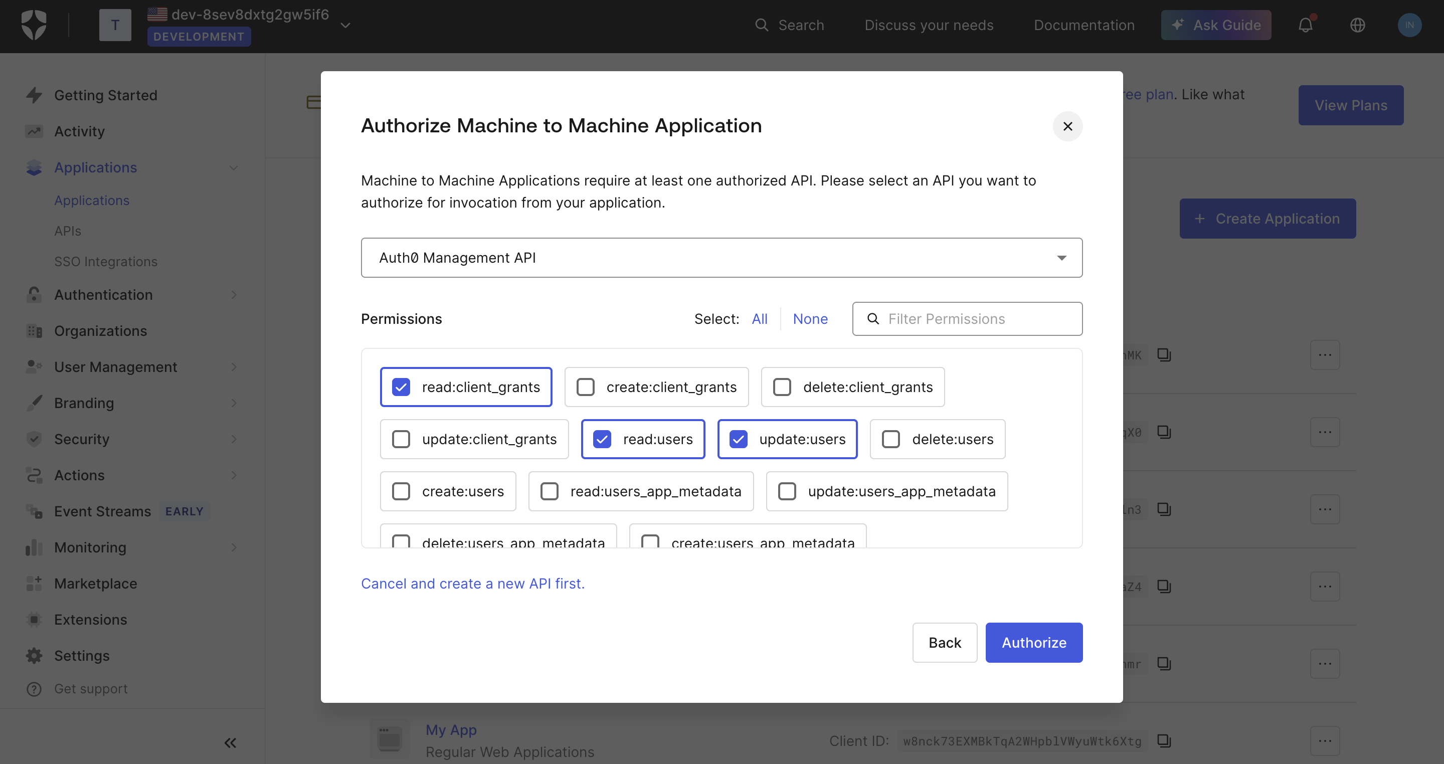 Selecting API Scopes